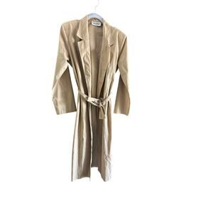 Vintage Calvin Klein 70s Women's Beige Tie Waist Trench Coat Size 4 union made